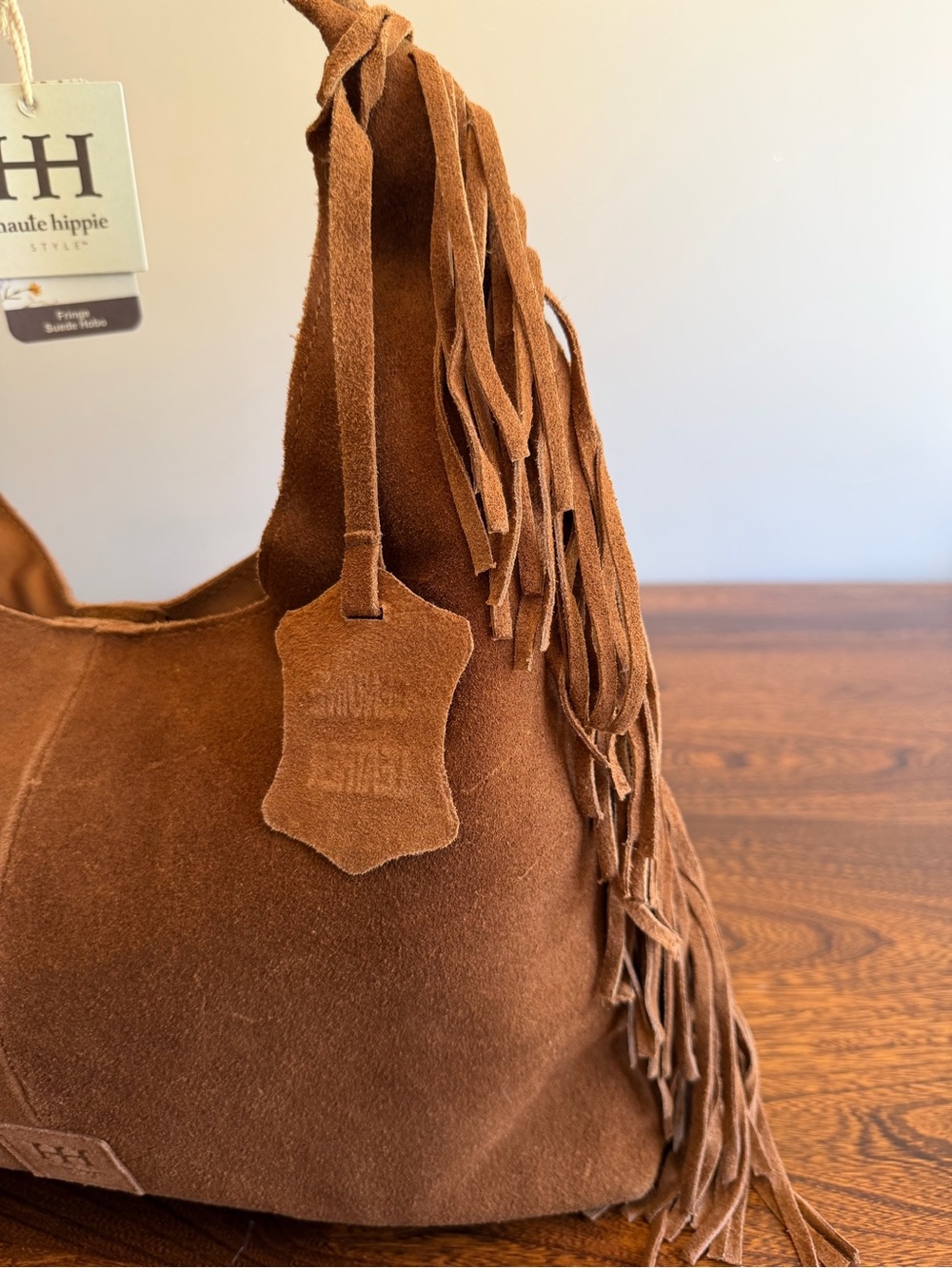 Haute Hippie Suede Fringe Hobo in Cognac Brown - Picture 4 of 12